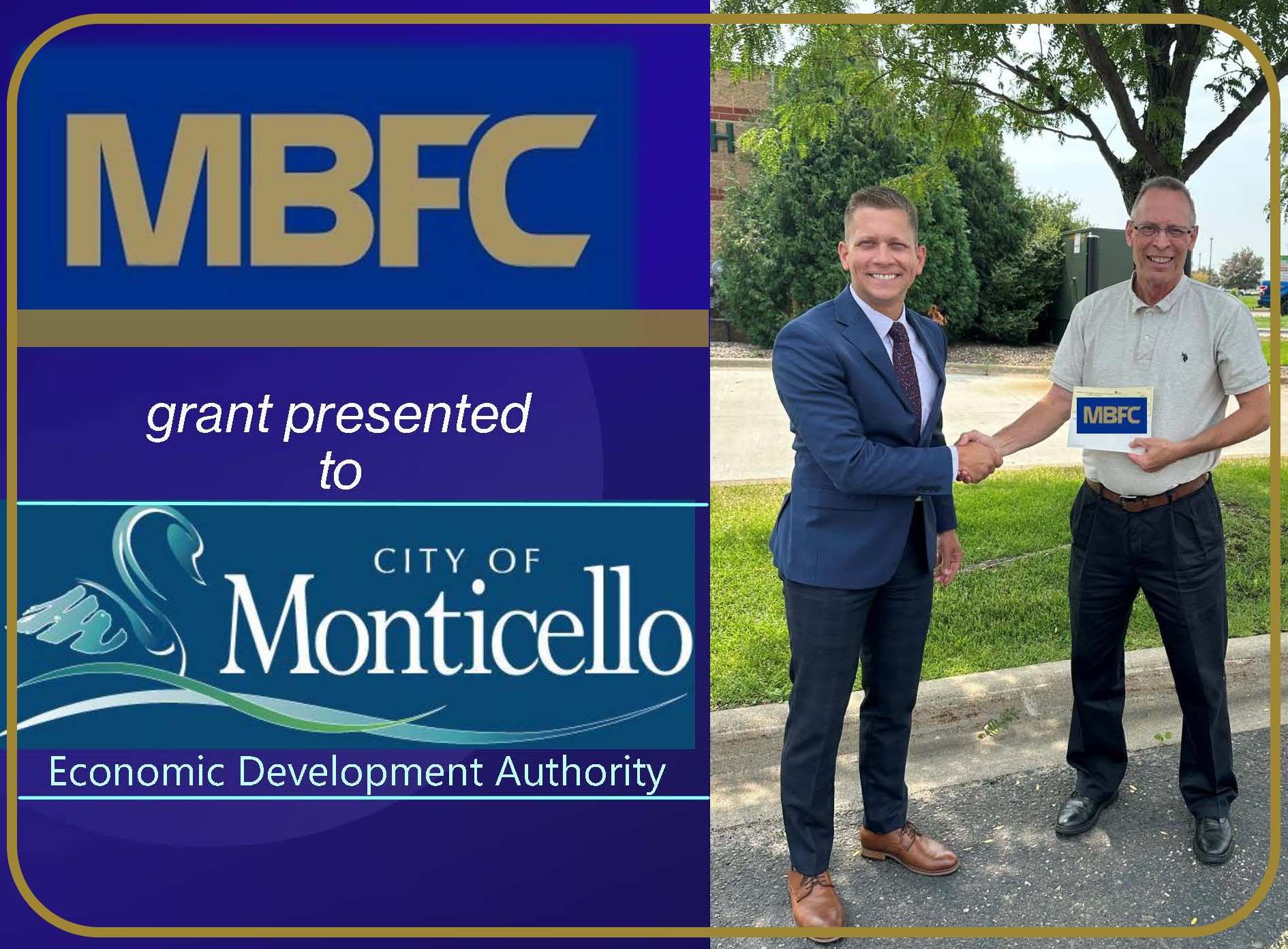 Mbfc Logo Grant Presented to The City of Monticello EDA – MBFC